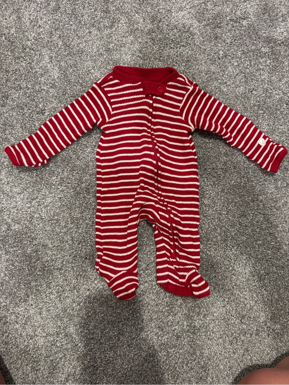 Striped Red & White Baby Footie Pajamas